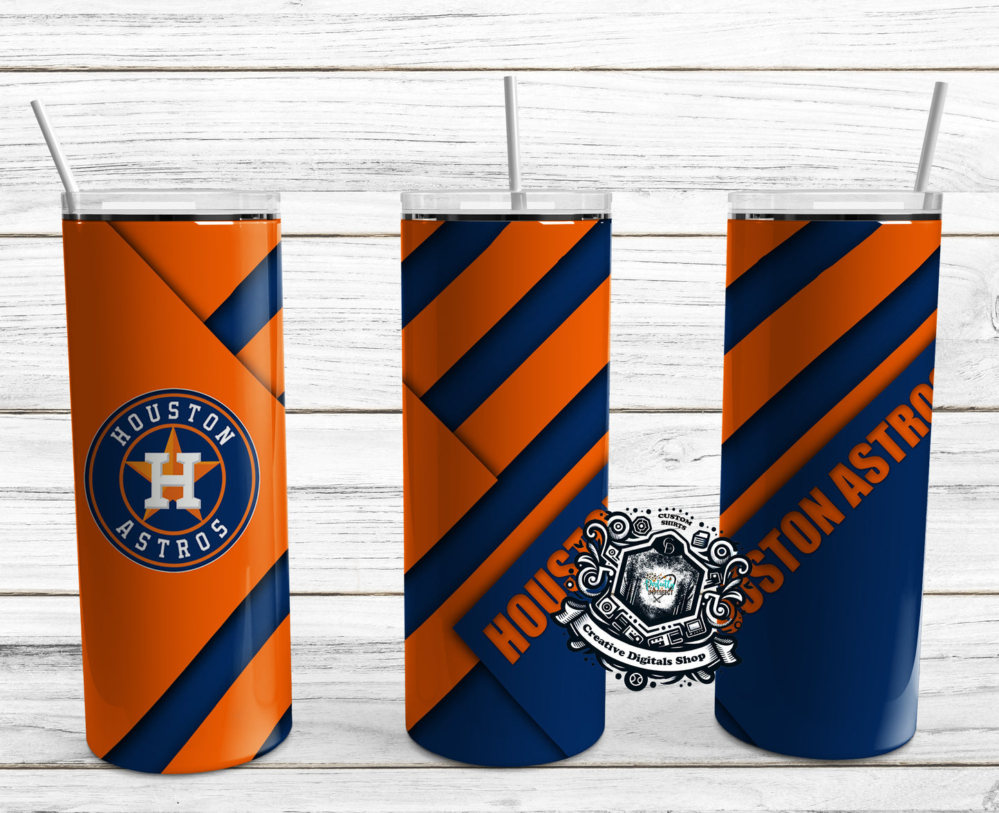 Houston Astro Blue and Orange Stripe 20oz Tumbler