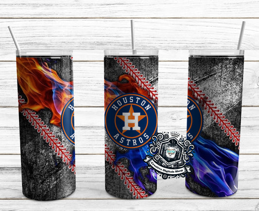 Houston Astros, Blue and Red Flames 20oz Tumbler