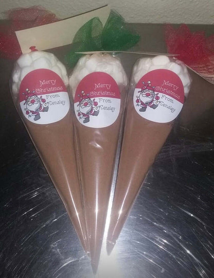 15 with labels - Hot Chocolate Cone Favors