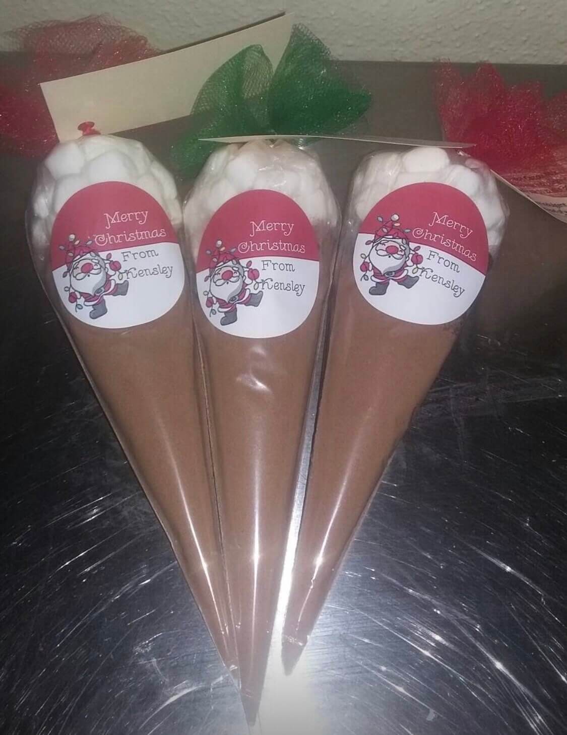 150 with Labels - Hot Chocolate Cone Favors