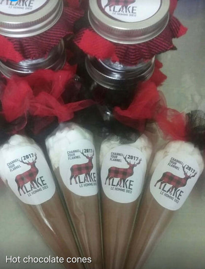 15 with labels - Hot Chocolate Cone Favors