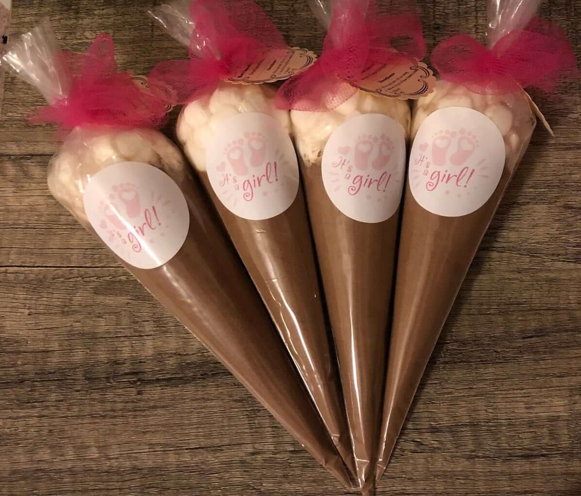 15 with labels - Hot Chocolate Cone Favors