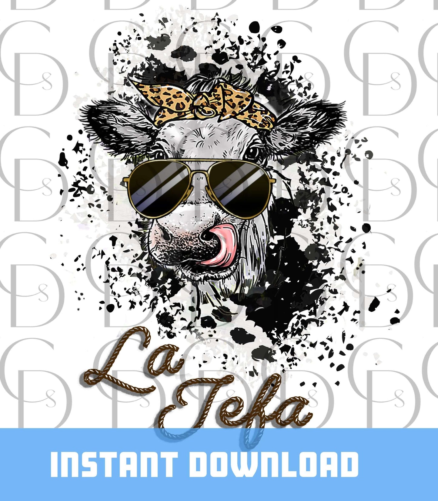 La Jefa, The Boss, Cow print, Heifer with glasses, cow tongue - digital download